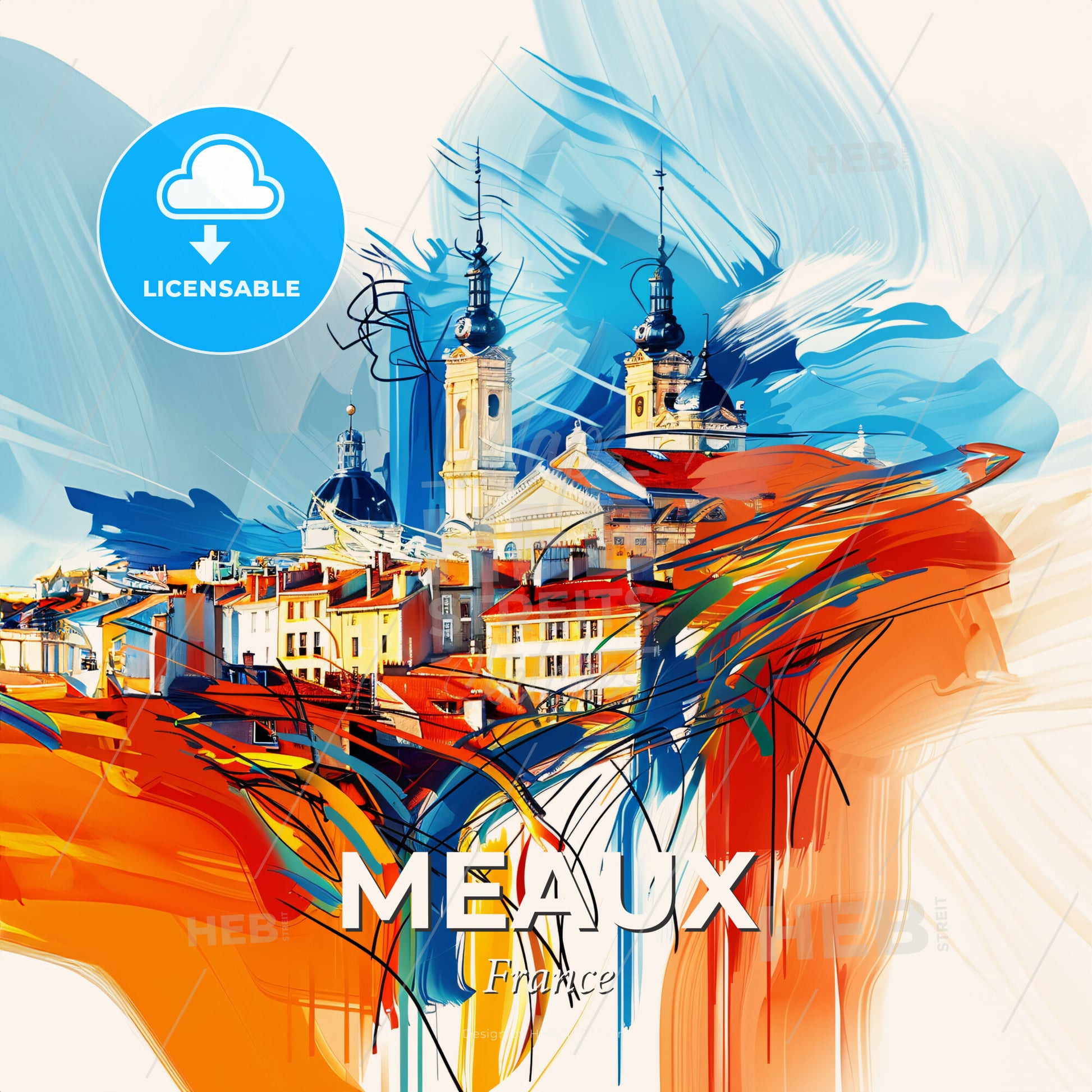 Vibrant Meaux, France - A Painting Of A City - Square format print template