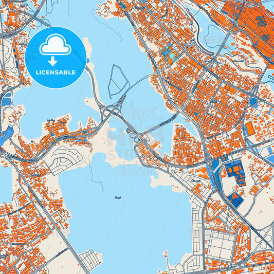 Colorful Mecca Street Map with Labels and Buildings