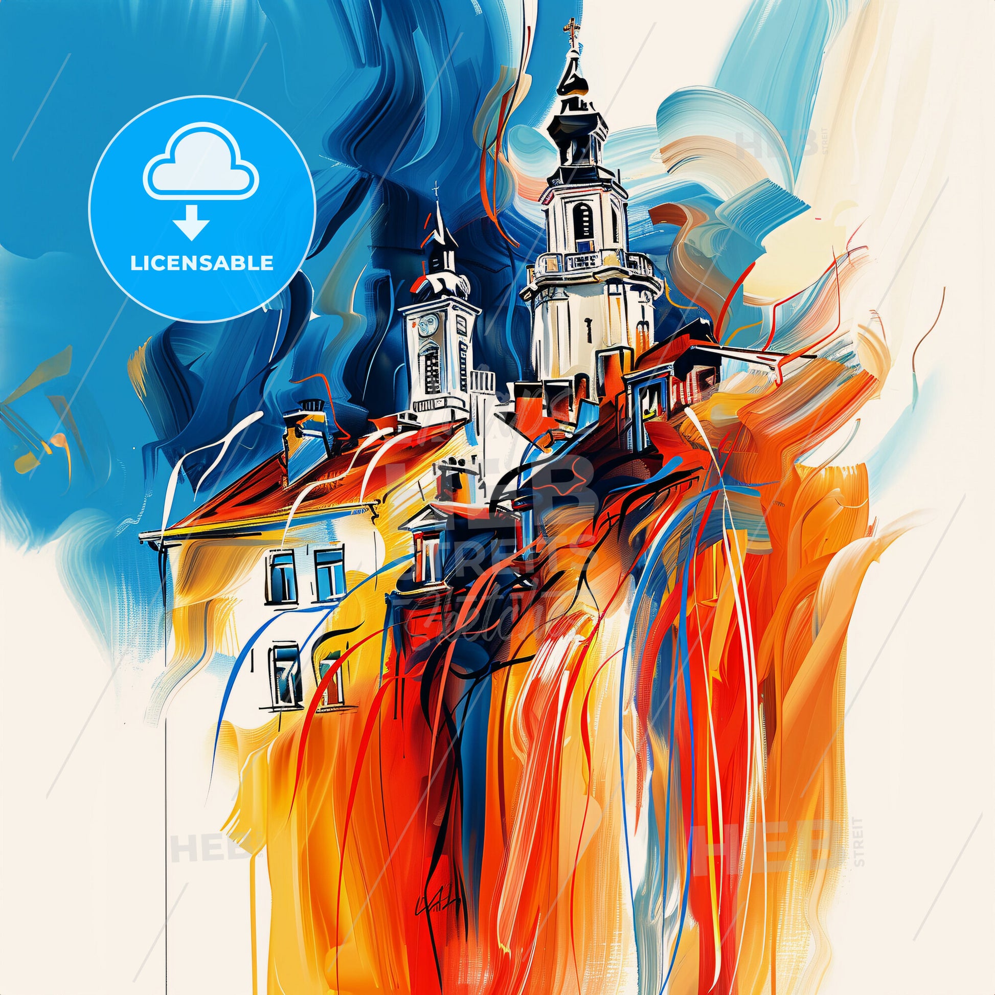 Vibrant Mechelen , Belgium - A Painting Of A Building