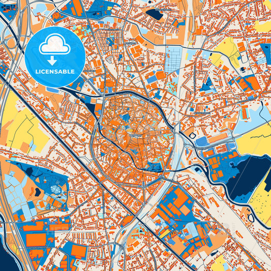 Colorful Mechelen Street Map with Labels and Buildings