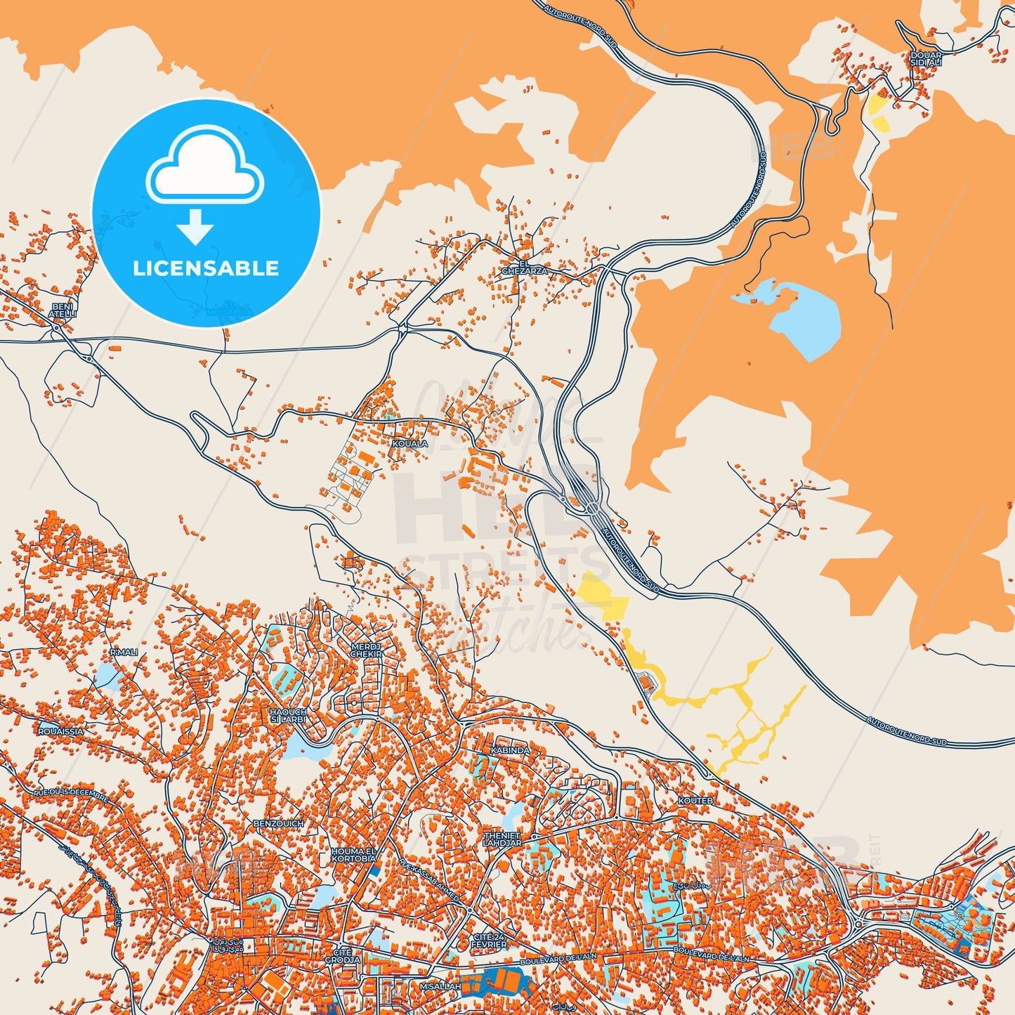 Colorful Medea Street Map with Labels and Buildings
