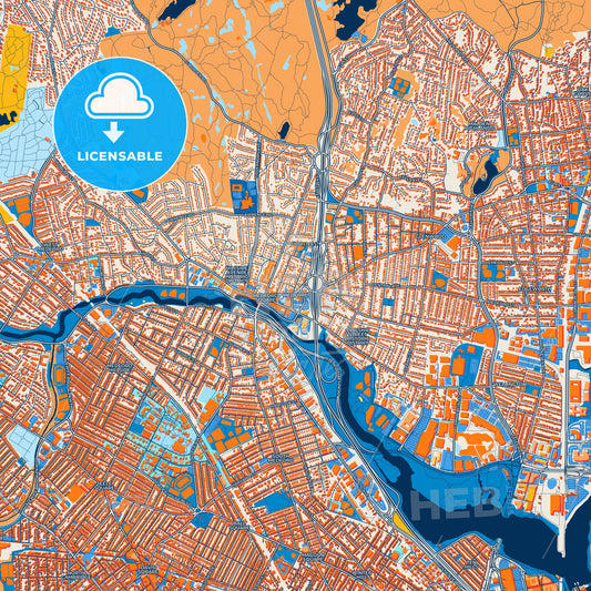 Colorful Medford Street Map with Labels and Buildings