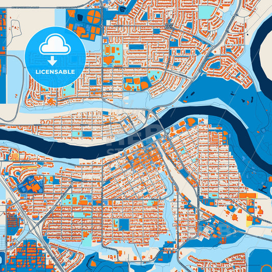 Colorful Medicine Hat Street Map with Labels and Buildings