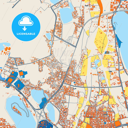 Colorful Medina Street Map with Labels and Buildings