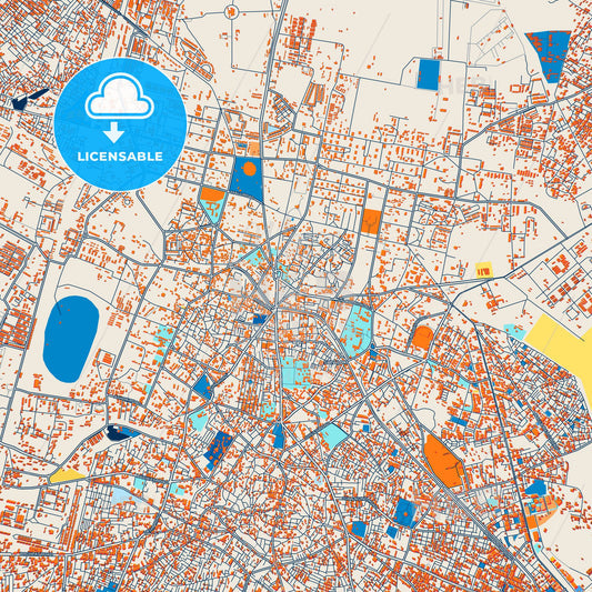 Colorful Meerut Street Map with Labels and Buildings