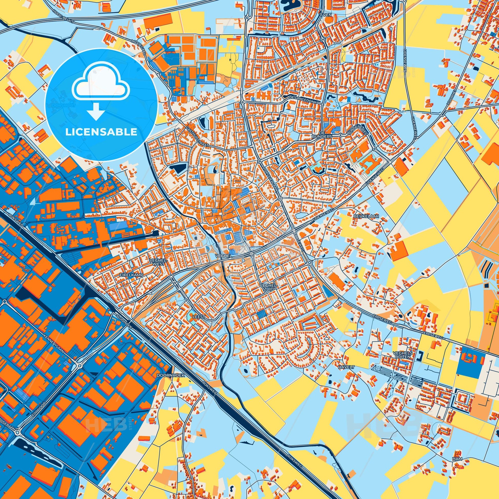 Colorful Meierijstad Street Map with Labels and Buildings