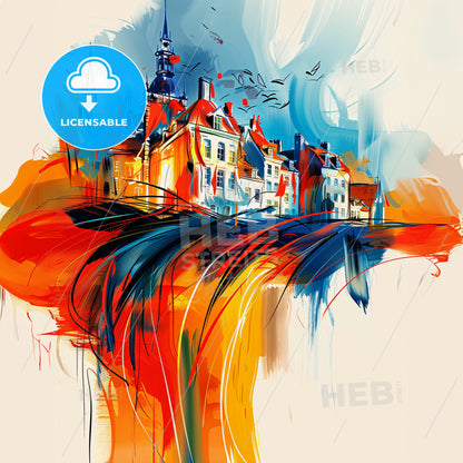 Vibrant Meierijstad, Netherlands - A Painting Of A Building