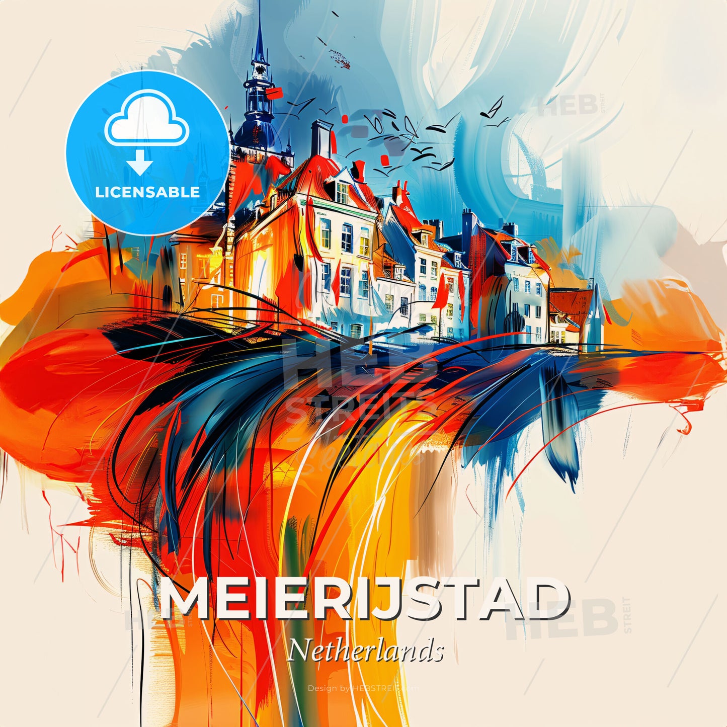 Vibrant Meierijstad, Netherlands - A Painting Of A Building - Square format print template