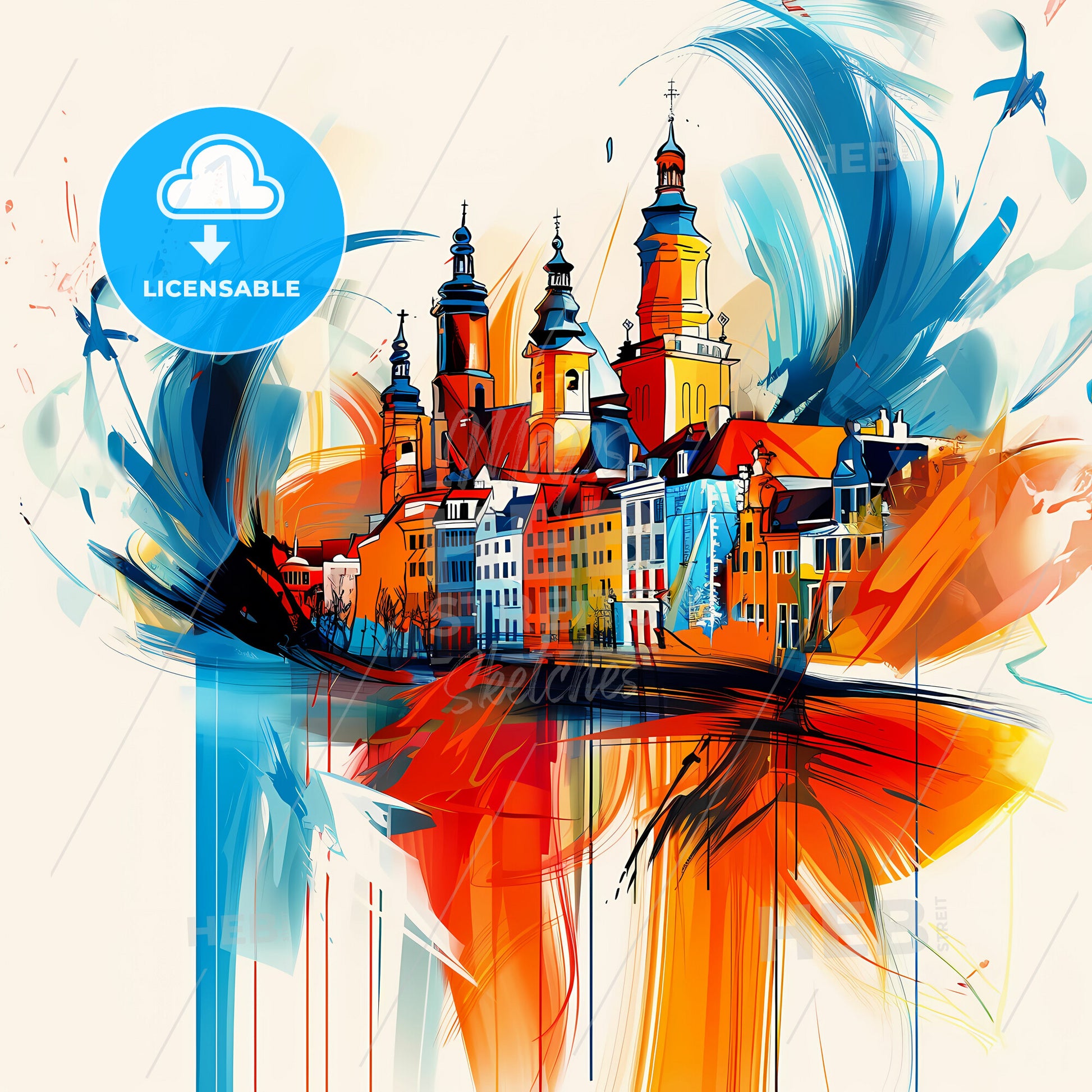 Vibrant Meierijstad, Netherlands - A Colorful Painting Of A City