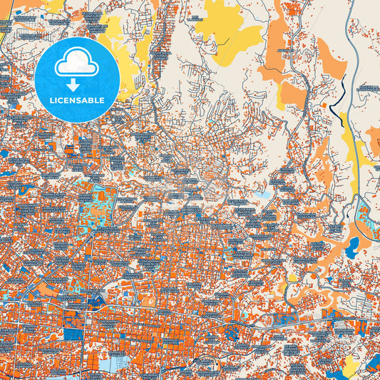 Colorful Mejicanos Street Map with Labels and Buildings