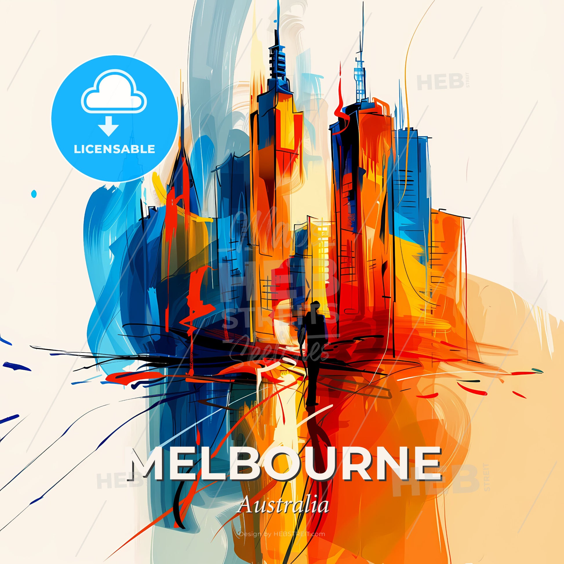 Vibrant Melbourne, Australia - A Painting Of A City - Square format print template