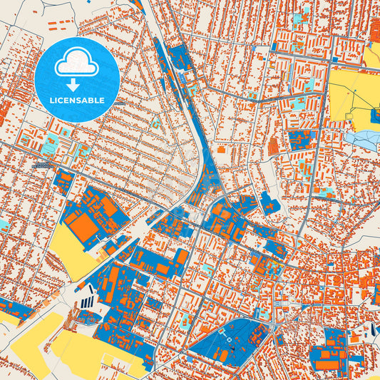 Colorful Melitopol Street Map with Labels and Buildings