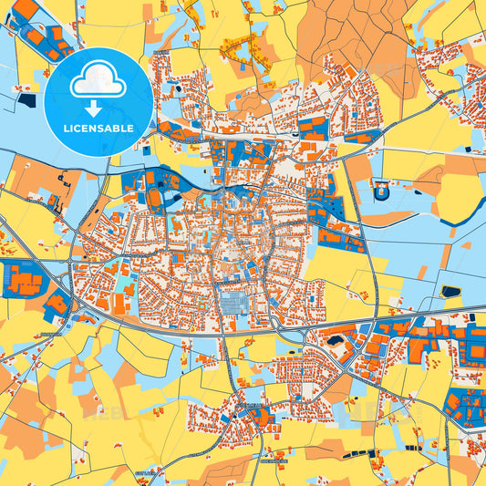 Colorful Melle Street Map with Labels and Buildings