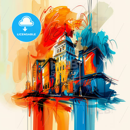 Vibrant Memphis, Tennessee - A Colorful Painting Of A Building