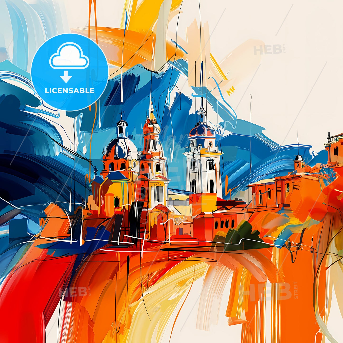 Vibrant Mendoza, Argentina - A Painting Of A Building