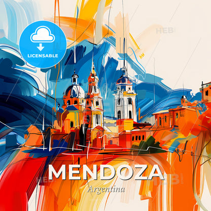 Vibrant Mendoza, Argentina - A Painting Of A Building - Square format print template