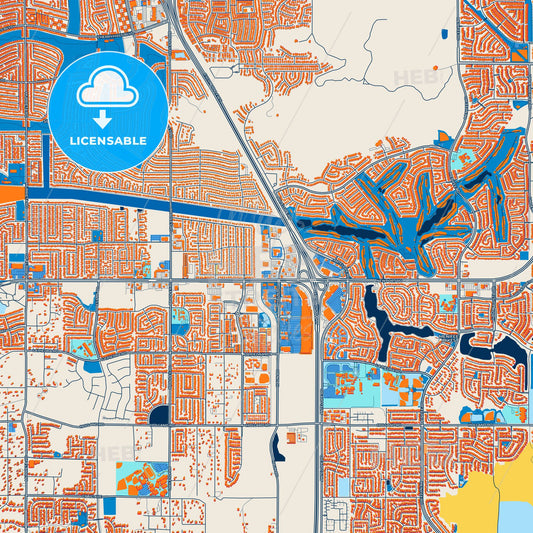 Colorful Menifee Street Map with Labels and Buildings