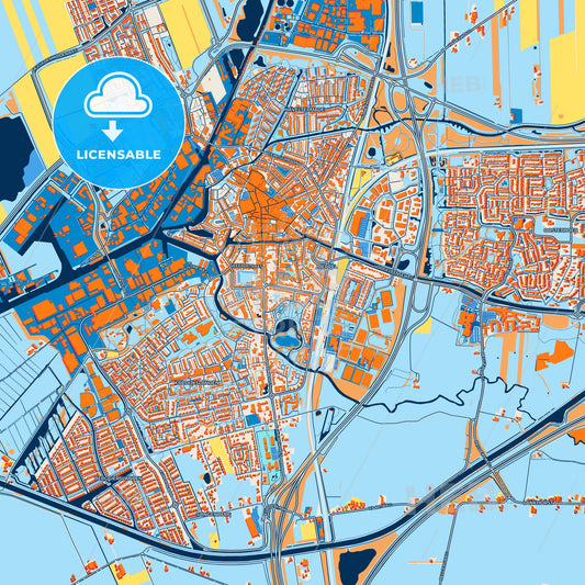 Colorful Meppel Street Map with Labels and Buildings