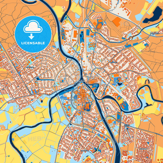 Colorful Meppen Street Map with Labels and Buildings
