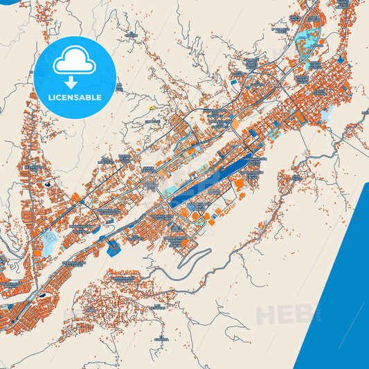 Colorful Merida Street Map with Labels and Buildings