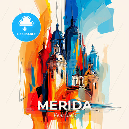 Vibrant Merida, Venezuela - A Painting Of A Building - Square format print template