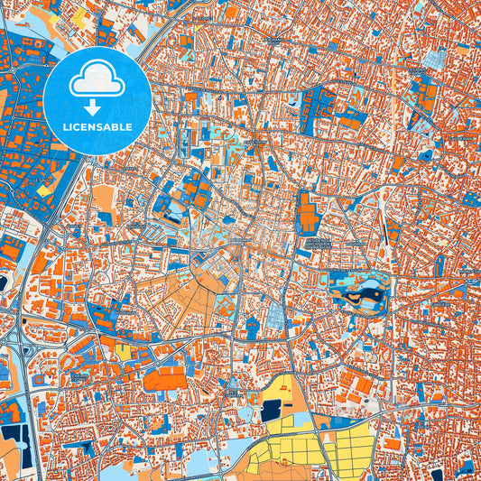 Colorful Mérignac Street Map with Labels and Buildings