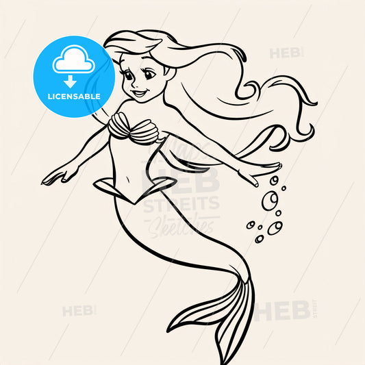 Mermaid - A Cartoon Of A Mermaid