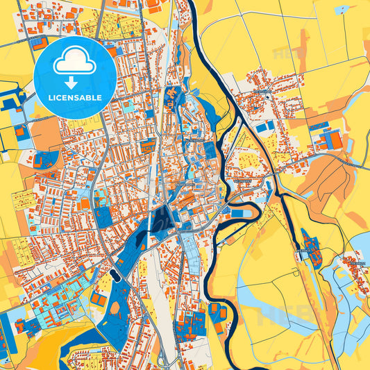 Colorful Merseburg Street Map with Labels and Buildings