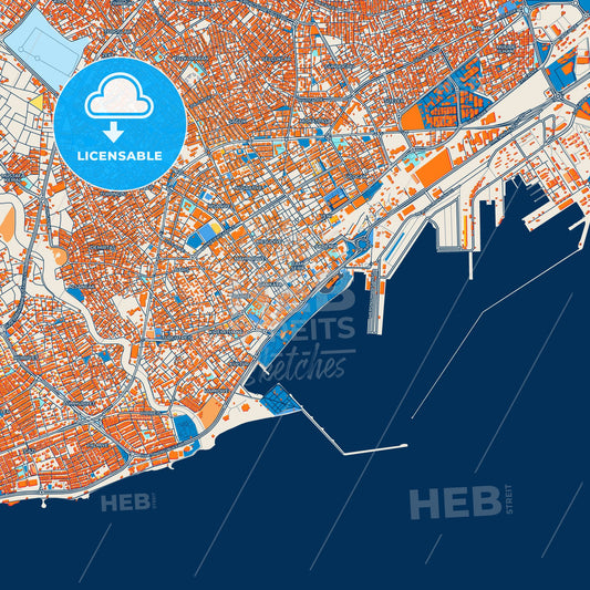 Colorful Mersin Street Map with Labels and Buildings