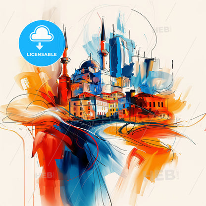 Vibrant Mersi̇n, Turkey - A Colorful Painting Of A City