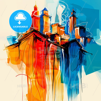 Vibrant Mesquite, Texas - A Colorful Cityscape With Towers