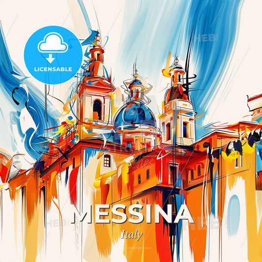Vibrant Messina , Italy - A Painting Of A Building - Square format print template