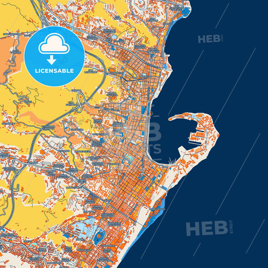 Colorful Messina Street Map with Labels and Buildings