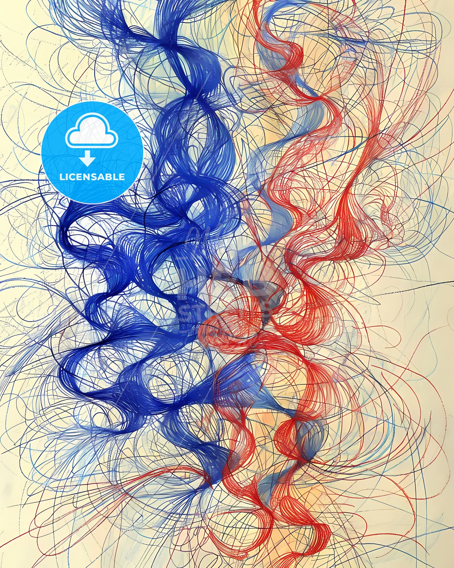 Abstract Artistic Expressive Vintage Korean Design Metalpoint Drawing Colorful Wall Background