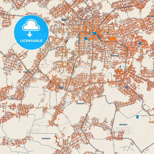 Colorful Metro Street Map with Labels and Buildings