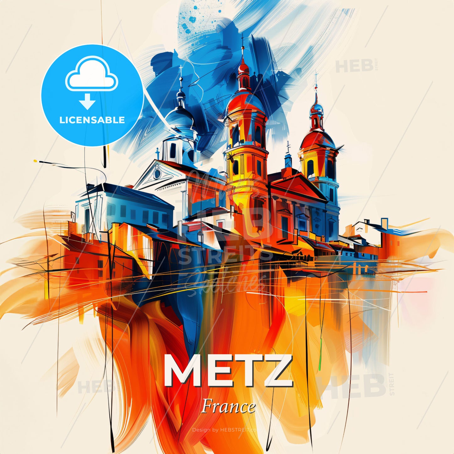 Vibrant Metz, France - A Painting Of A Building - Square format print template