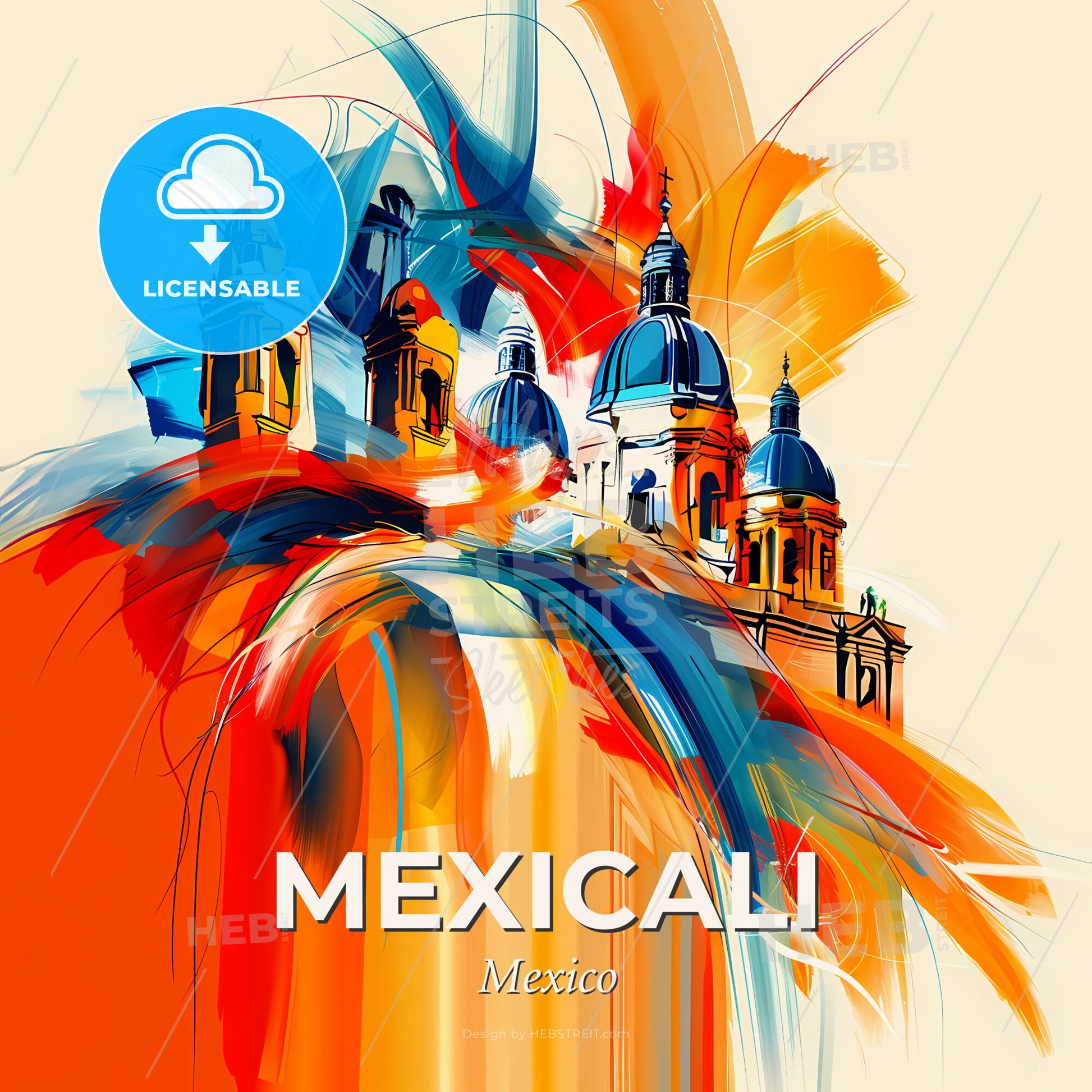Vibrant Mexicali, Mexico - A Colorful Painting Of A Building - Square format print template