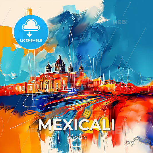 Vibrant Mexicali, Mexico - A Painting Of A Building - Square format print template