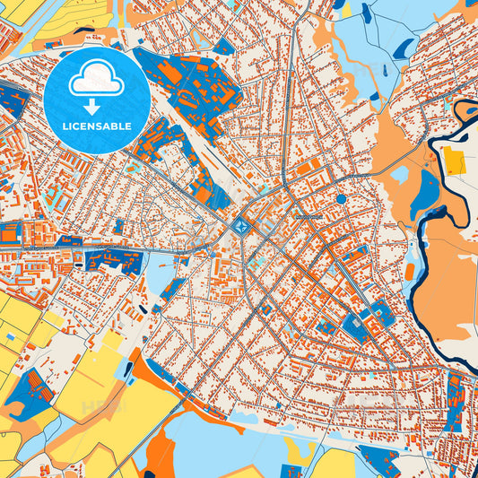 Colorful Michurinsk Street Map with Labels and Buildings