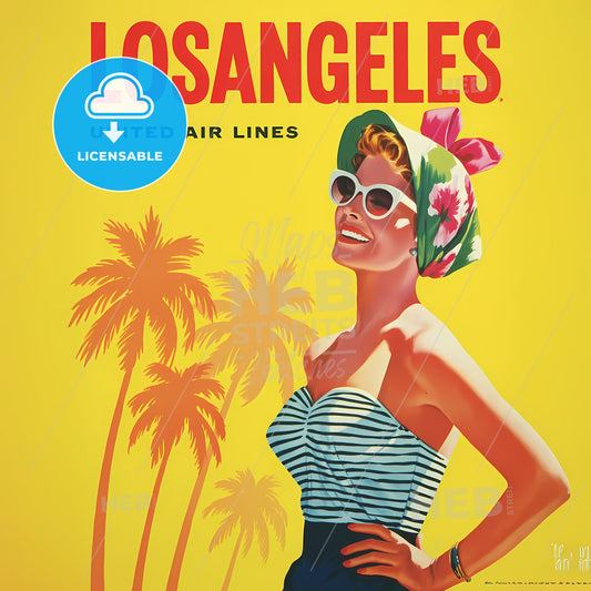 Mid-Century Beach Bliss: Vintage United Air Lines Travel Poster