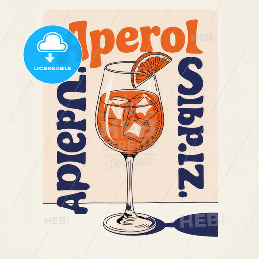 Mid-Century Modern Aperol Spritz Art Print - Vibrant Minimalist Cocktail Design