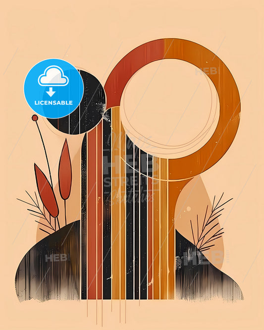 Minimalistic Japanese-Inspired Painting with Vibrant Colors and Simple Shapes for Modern Home Decor