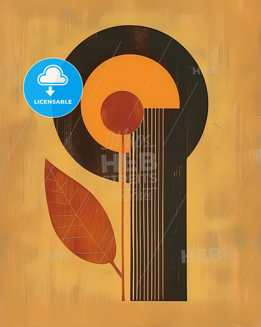 Vibrant Artistic Painting Featuring Simple Shapes and Minimalistic Japandi Color Scheme