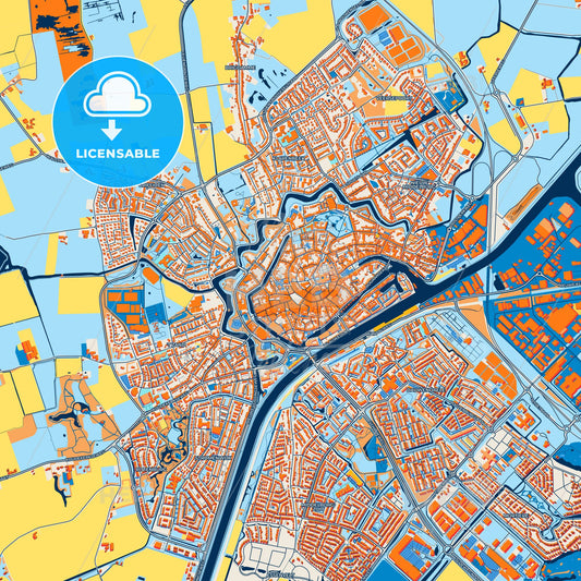 Colorful Middelburg Street Map with Labels and Buildings