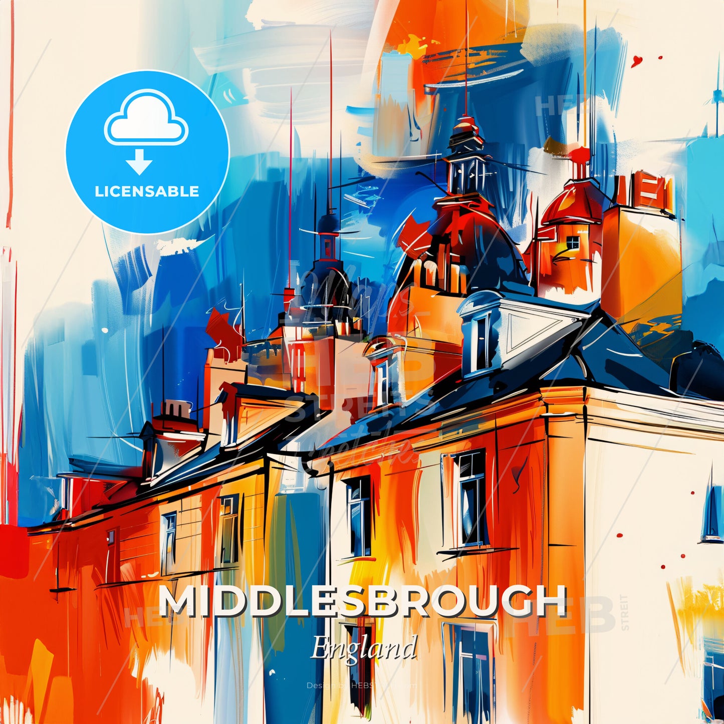 Vibrant Middlesbrough, England - A Painting Of A Building - Square format print template