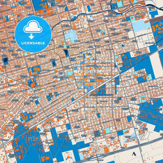 Colorful Midland Street Map with Labels and Buildings