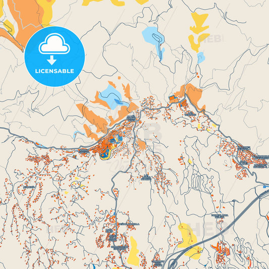 Colorful Mijas Street Map with Labels and Buildings