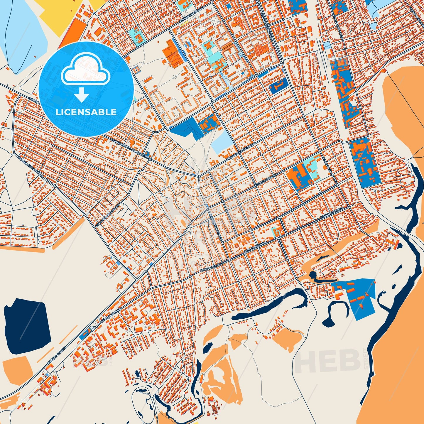 Colorful Mikhaylovka Street Map with Labels and Buildings