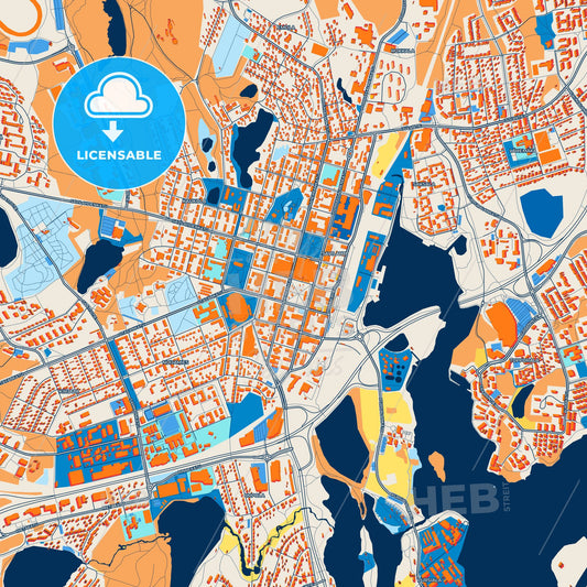 Colorful Mikkeli Street Map with Labels and Buildings