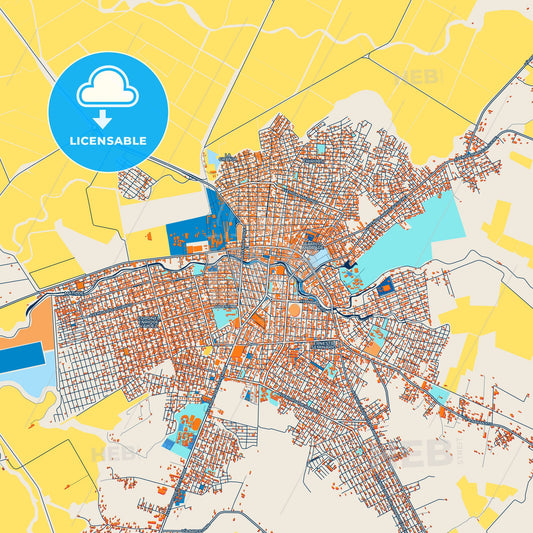 Colorful Milagro Street Map with Labels and Buildings